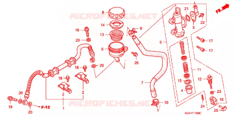 MAITRE-CYLINDRE DE FREIN ARRIERE Honda MOTO 250 HORNET 2007  CB250F7