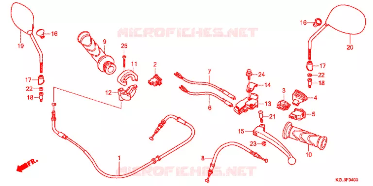LEVIER DE GUIDON - CABLE - COMMODO Honda SCOOTER 110 VISION 2014  NSC110MPDC