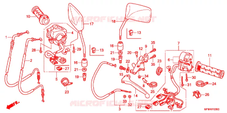 LEVIER DE GUIDON - CABLE - COMMODO Honda MOTO 400 CB 2012  CB400C