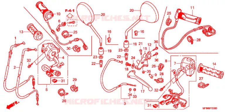 LEVIER DE GUIDON - CABLE - COMMODO Honda MOTO 400 CB 2014  CB400SAE