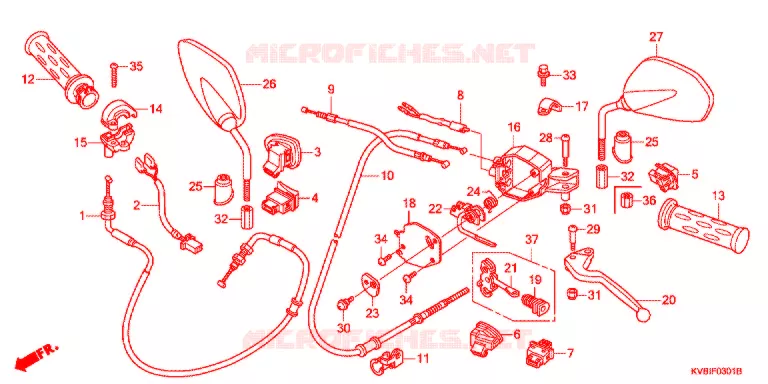 LEVIER DE GUIDON - CABLE - COMMODO (2) Honda MOTO 110 VARIO 2011  ACB110CBB