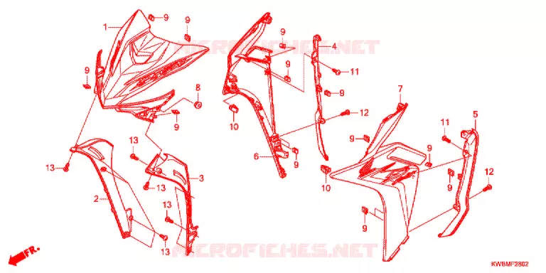 CARENAGE AVANT - PROTEGE JAMBES (AFP110CSFG/AFP110CRFG) Honda MOTO 110 WAVE 2017  AFP110CSFG