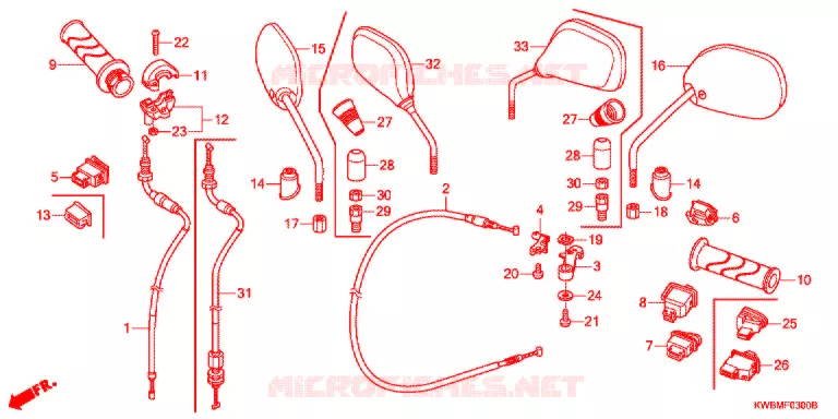 COMMODO - CABLE - RETROVISEUR Honda MOTO 110 WAVE 2016  AFP110MCRE