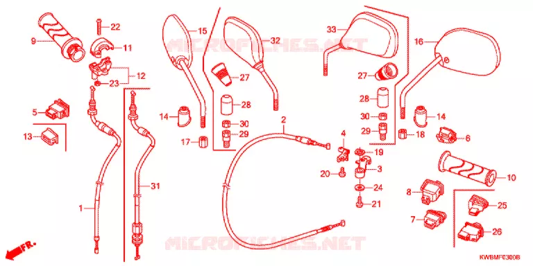 COMMODO - CABLE - RETROVISEUR Honda MOTO 110 WAVE 2014  AFP110MCRE