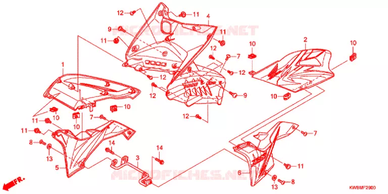 CARENAGE (1) Honda MOTO 110 WAVE 2011  AFP110MCSB