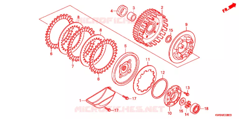 EMBRAYAGE (F.C.C.) (1) Honda MOTO 110 WAVE 2012  AFP110MCSB