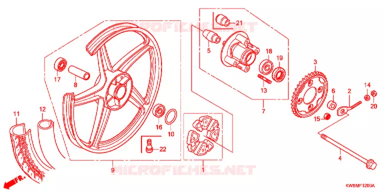 ROUE ARRIERE (AFP110MCS/AFP110KCS/AFP110CSF) Honda MOTO 110 WAVE 2011  AFP110MCSB