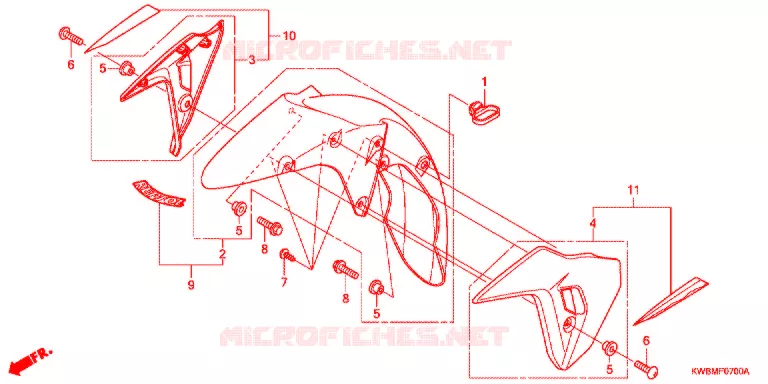 GARDE BOUE AVANT (1) Honda MOTO 110 WAVE 2013  AFP110MCSD
