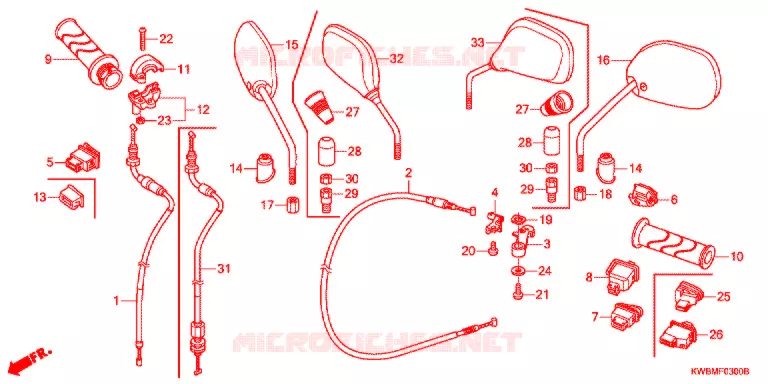 COMMODO - CABLE - RETROVISEUR Honda MOTO 110 WAVE 2015  AFP110MCSE