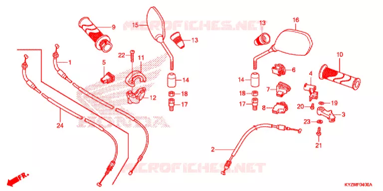 COMMODO - CABLE - RETROVISEUR Honda MOTO 125 FUTURE 2013  AFS125MCSD