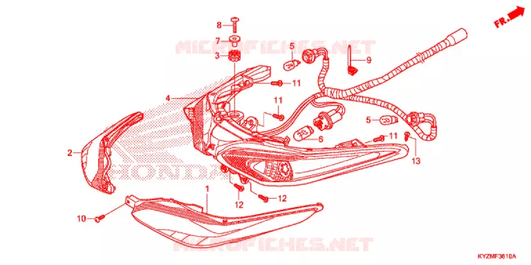 FEUX ARRIERE (AFS125MSD/MCSD,E/MCRD,E) Honda MOTO 125 FUTURE 2013  AFS125MCSD