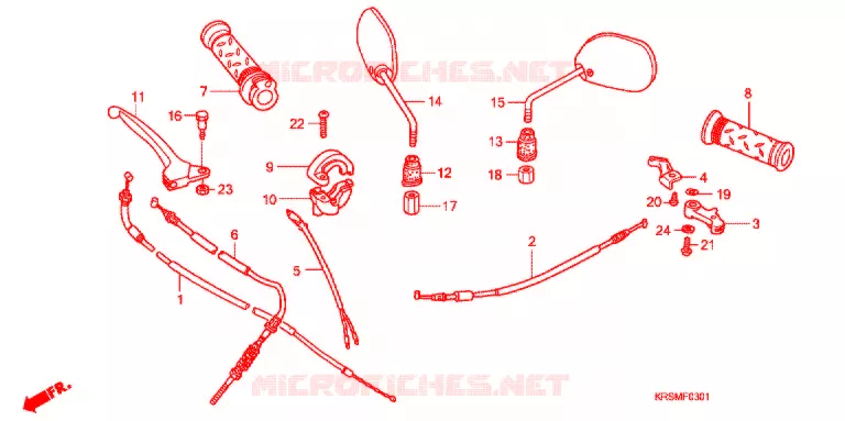LEVIER DE GUIDON - CABLE - COMMODO (ANF100DR/SR/MSR) Honda MOTO 100 WAVE 2007  ANF100SR6