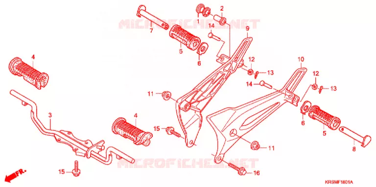REPOSE PIED (ANF100DR/SR/MSR) Honda MOTO 100 WAVE 2007  ANF100SR6