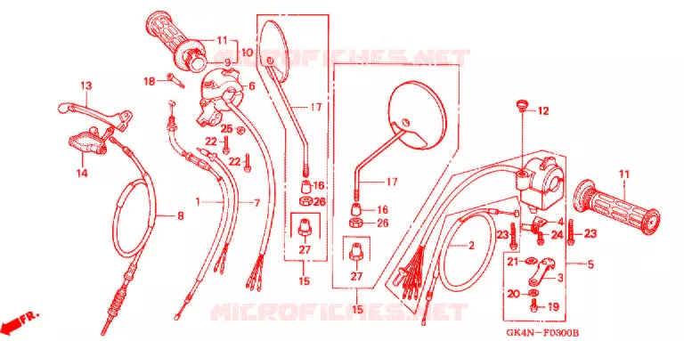 LEVIER DE GUIDON - CABLE - COMMODO (C50B1/D1/ST1/S1) Honda SCOOTER 50 C50 1993  C50DP_J
