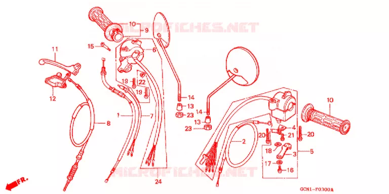 LEVIER DE GUIDON - CABLE - COMMODO Honda SCOOTER 50 C50 2001  C50LM1_J