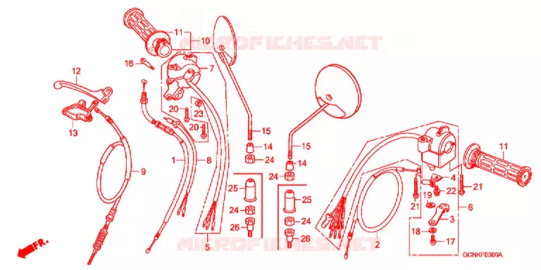 CABLES - COMMODOS - LEVIERS - POIGNEES Honda SCOOTER 50 C50 2003  C50LM2
