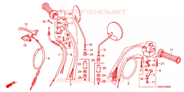 CABLES - COMMODOS - LEVIERS - POIGNEES Honda SCOOTER 50 C50 2005  C50LM5_J
