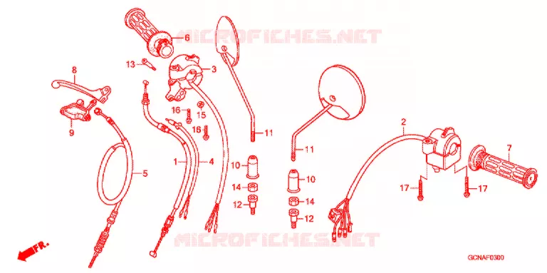 CABLES - COMMODOS - LEVIERS - POIGNEES Honda SCOOTER 50 C50 2014  C50LME_YD