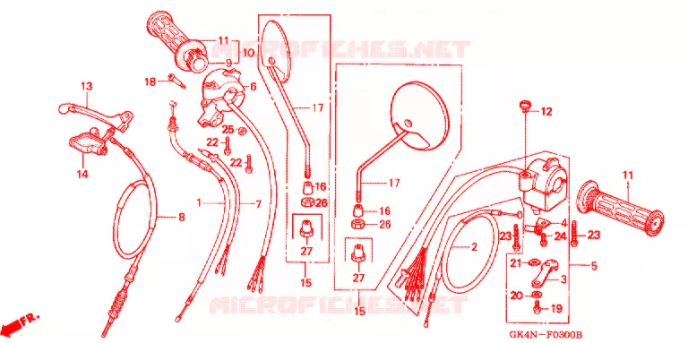 LEVIER DE GUIDON - CABLE - COMMODO (C50B1/D1/ST1/S1) Honda SCOOTER 50 C50 2003  C50S2_J