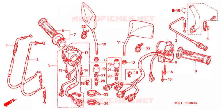 COMMODO - LEVIER - CABLE Honda MOTO 1300 CB 2003  CB1300F3_II