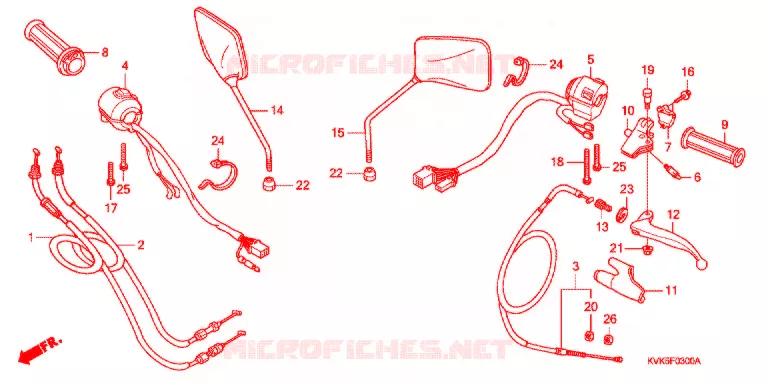 LEVIER DE GUIDON - CABLE - COMMODO Honda MOTO 300 CB 2009  CB300RAA