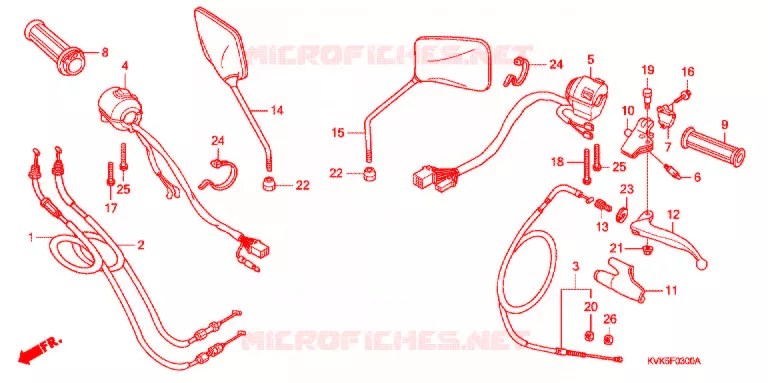 LEVIER DE GUIDON - CABLE - COMMODO Honda MOTO 300 CB 2012  CB300RAC