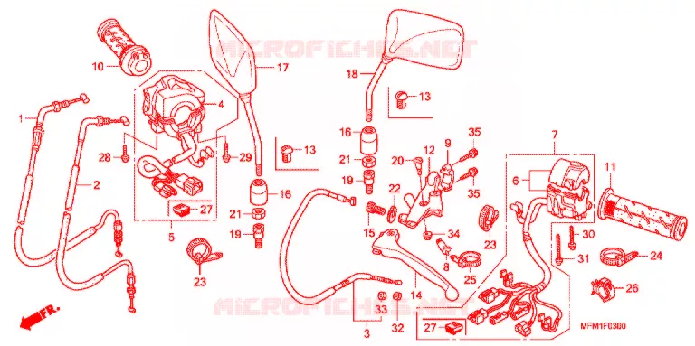 LEVIER DE GUIDON - CABLE - COMMODO Honda MOTO 400 CB 2009  CB4009