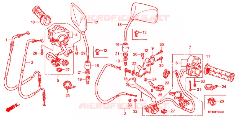 LEVIER DE GUIDON - CABLE - COMMODO Honda MOTO 400 CB 2009  CB4009