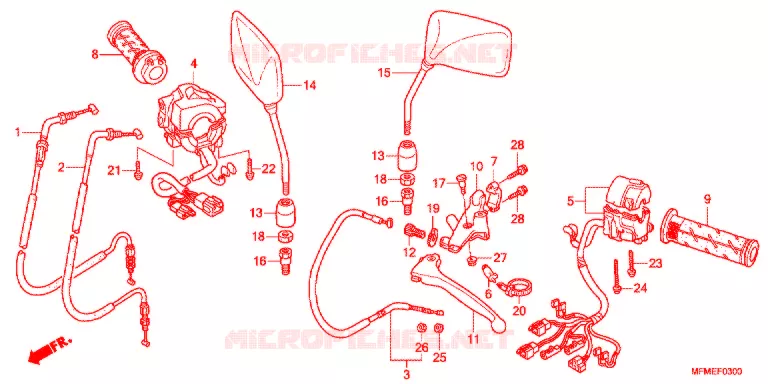 LEVIER DE GUIDON - CABLE - COMMODO Honda MOTO 400 CB 2011  CB400AB
