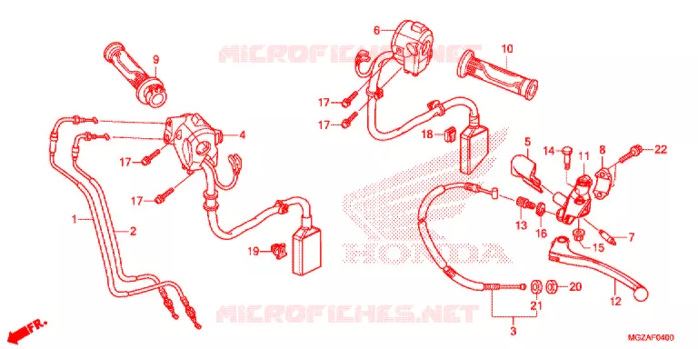 LEVIER DE GUIDON - CABLE - COMMODO Honda MOTO 500 CB 2013  CB500FD