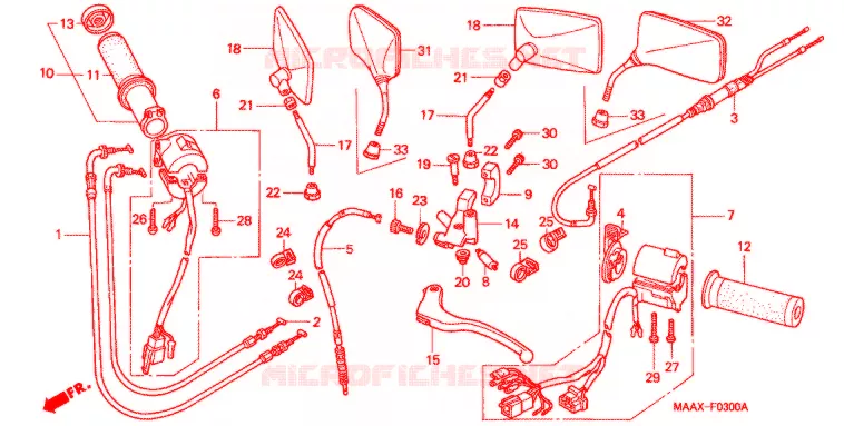 COMMODO - LEVIER - CABLE Honda MOTO 1100 SHADOW 1999  VT1100CX