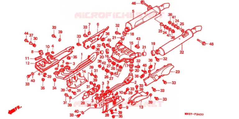 SILENCIEUX D'ECHAPPEMENT (GL1500J/K/L/AM/IM) Honda MOTO 1500 GOLD-WING 1991  GL1500AM
