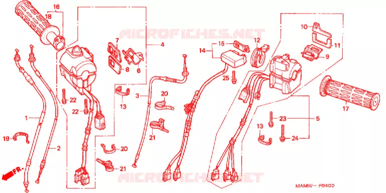 COMMODO - LEVIER - CABLE (GL1500A) Honda MOTO 1500 GOLD-WING 1999  GL1500AX