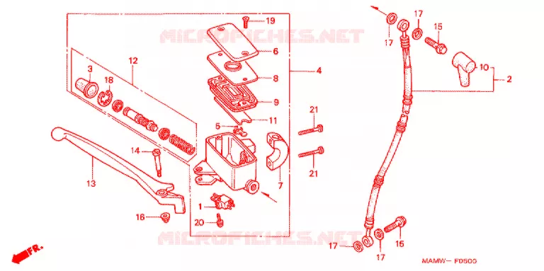 MAITRE CYLINDRE DE FREIN AVANT Honda MOTO 1500 GOLD-WING 1999  GL1500AX