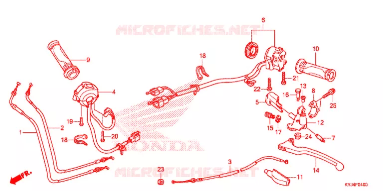 LEVIER DE GUIDON - CABLE - COMMODO Honda MOTO 250 CBR 2012  CBR250RAC_A