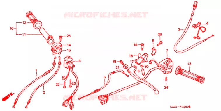 LEVIER DE GUIDON - CABLE - COMMODO Honda MOTO 250 CBR 1991  CBR250RRL_IV