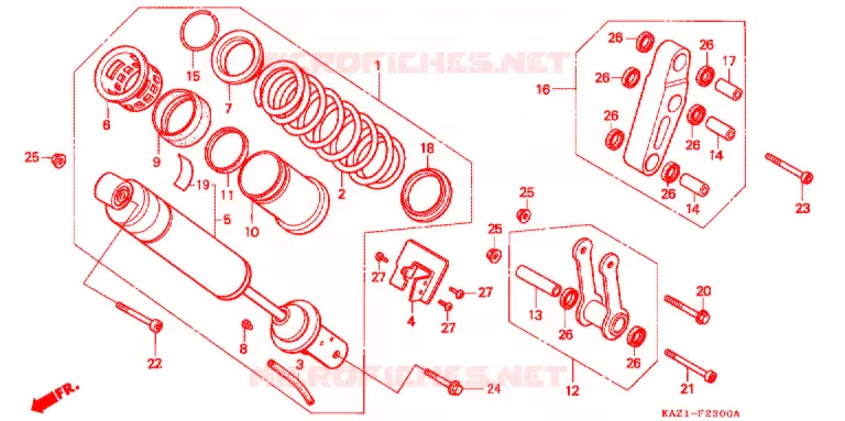 AMORTISSEUR ARRIERE Honda MOTO 250 CBR 1994  CBR250RRR_II
