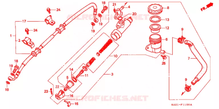 MAITRE-CYLINDRE DE FREIN ARRIERE Honda MOTO 250 CBR 1996  CBR250RRR_II