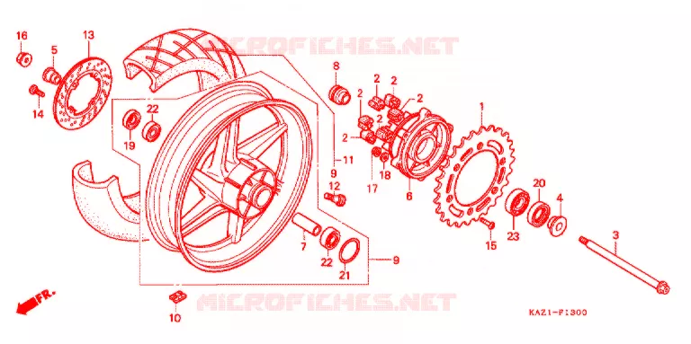 ROUE ARRIERE Honda MOTO 250 CBR 1996  CBR250RRR_II