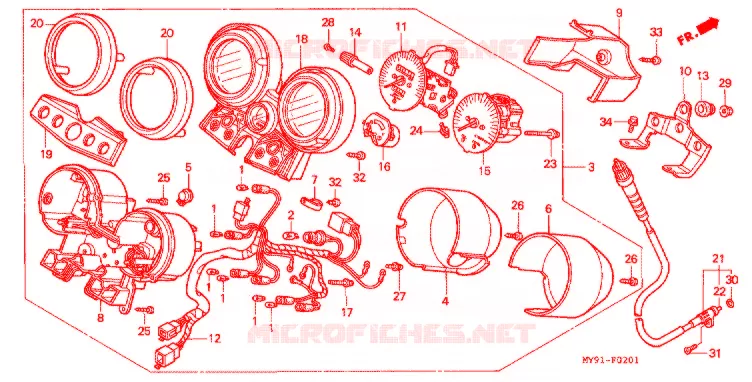 COMPTEUR (F2R/F2S/F2T/F2V) (F3T/F3V) Honda MOTO 400 CB 1995  CB400F2S