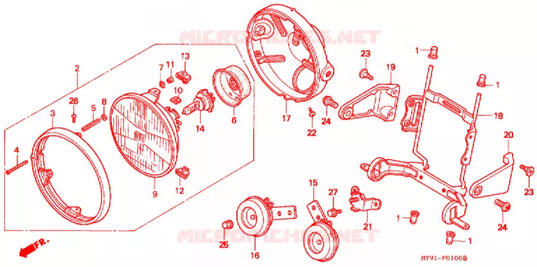 PHARE (F2/F3T/F3V) Honda MOTO 400 CB 1995  CB400F2S