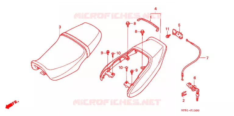 SELLE - CARENAGE ARRIERE (F2N/F2R/F2S/F2T/F3S/F3T) Honda MOTO 400 CB 1995  CB400F2S