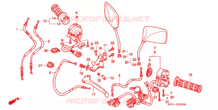 COMMODO - LEVIER - CABLE Honda MOTO 400 CB 1996  CB400F2T