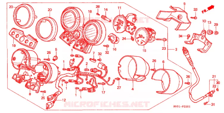 COMPTEUR (F2R/F2S/F2T/F2V) (F3T/F3V) Honda MOTO 400 CB 1996  CB400F3T