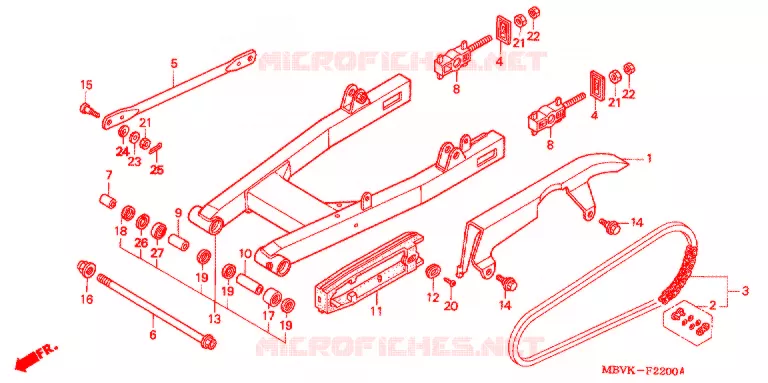 BRAS OSCILLANT - CHAINE SECONDAIRE (CB400SS2) Honda MOTO 400 CB 2003  CB400SS2