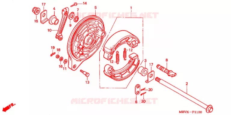 FLASQUE - MACHOIRES DE FREIN ARRIERE Honda MOTO 400 CB 2002  CB400SS2