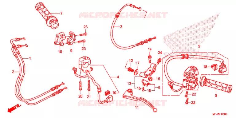 LEVIER DE GUIDON - CABLE - COMMODO Honda MOTO 600 CBR 2012  CBR600RAC
