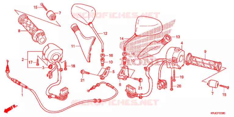 COMMODO - CABLE - RETROVISEUR Honda SCOOTER 125 S-WING 2012  FES125AC