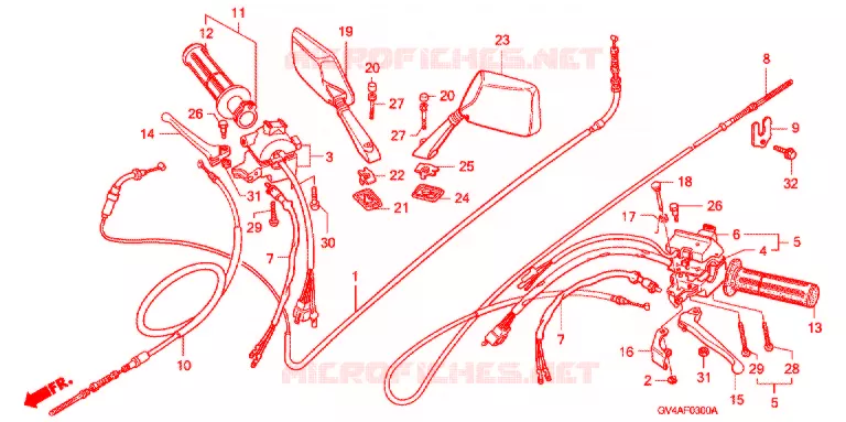 COMMODOS - POIGNEES Honda ATV 250 FOURTRAX 2005  TRX250TM5