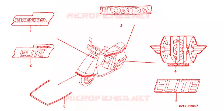 AUTOCOLLANTS Honda SCOOTER 80 ELITE 1994  CH80R